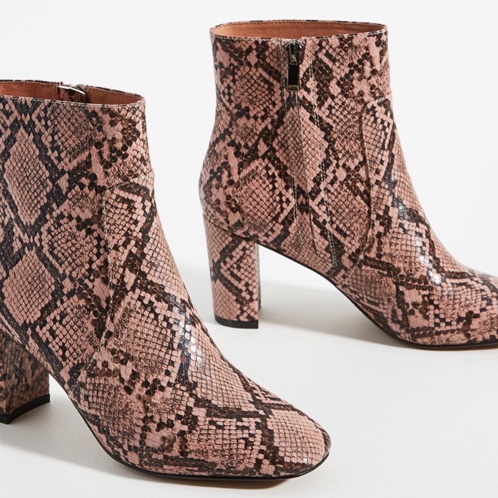 Matiko pink snakeskin booties